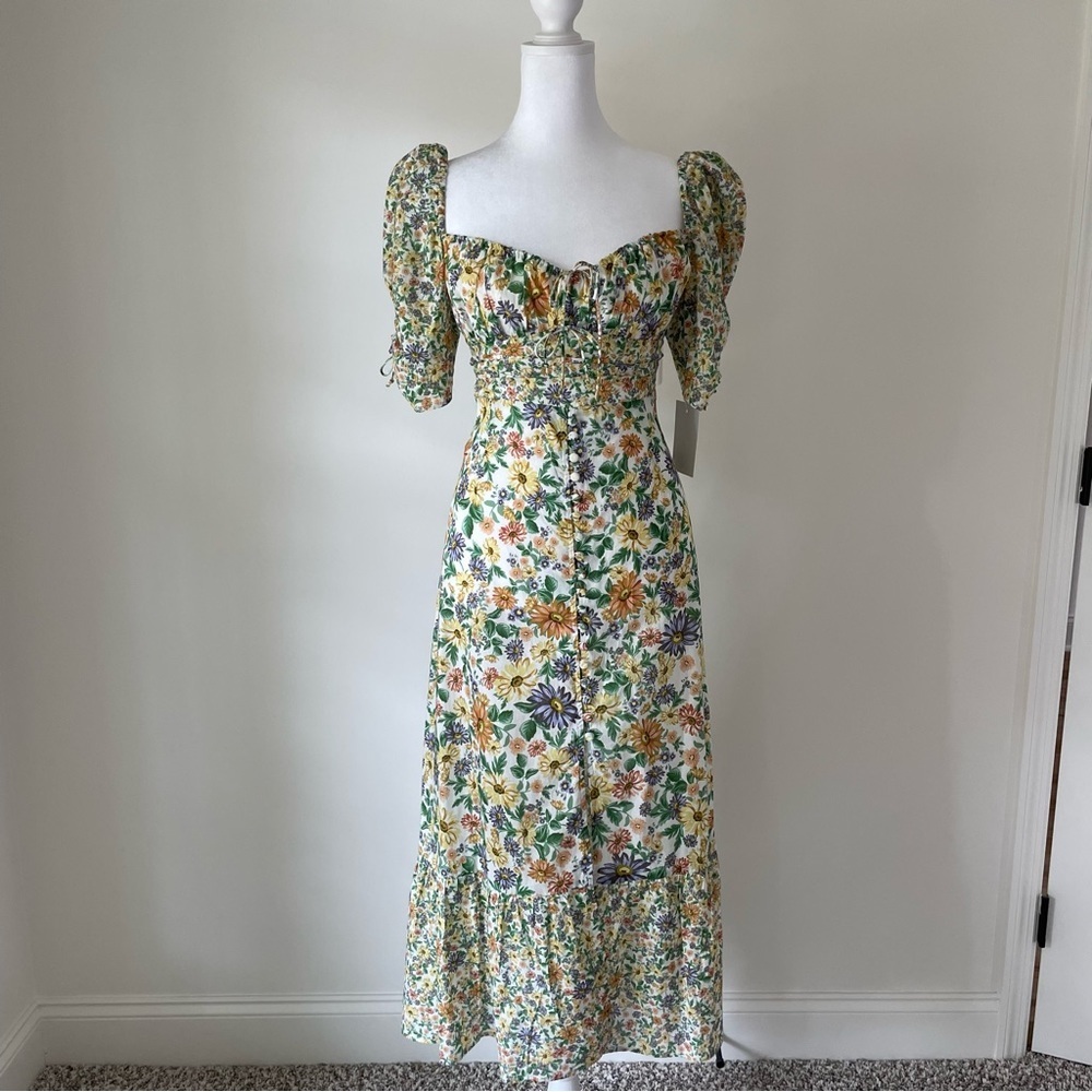 For Love & Lemons Rile Floral Midi Dress